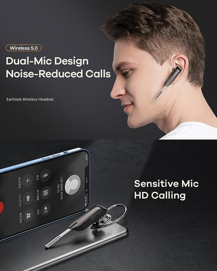Wireless Metal Bluetooth Earphone With Noise Reduction - Black-1915196831063740419