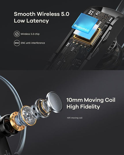 Wireless Metal Bluetooth Earphone With Noise Reduction - Black-1915196831063740420