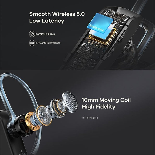 Wireless Metal Bluetooth Earphone With Noise Reduction - Black-1915196831063740420