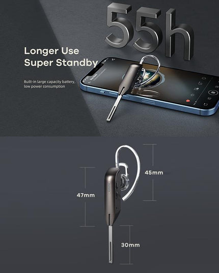 Wireless Metal Bluetooth Earphone With Noise Reduction - Black-1915196831063740421