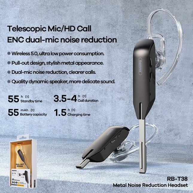 Wireless Metal Bluetooth Earphone With Noise Reduction - Black-1915196831063740422