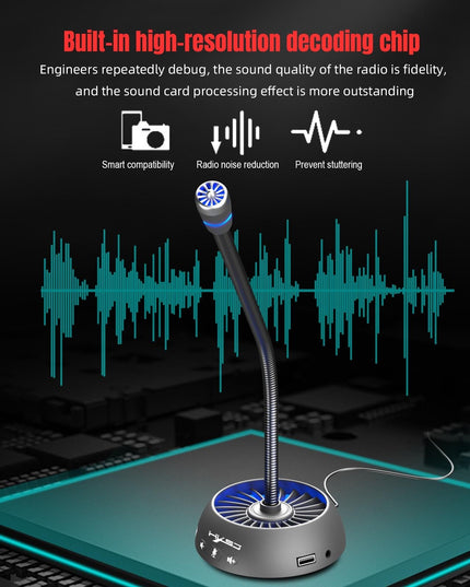 High-Quality Usb Noise-Cancelling Microphone - Black-1915196900131344388