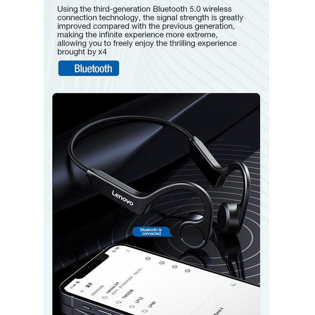 Waterproof Bone Conduction Bluetooth Earphones - Black-1915196847551549444