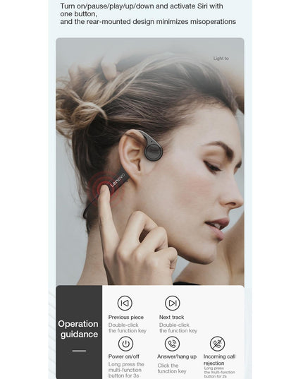 Waterproof Bone Conduction Bluetooth Earphones - Black-1915196847551549447