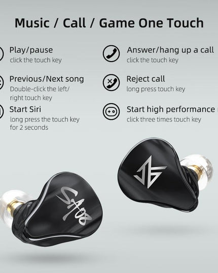 Kz Sa08 Wireless 5Ba Bluetooth Tws Earphones - Black-1915196889502978057