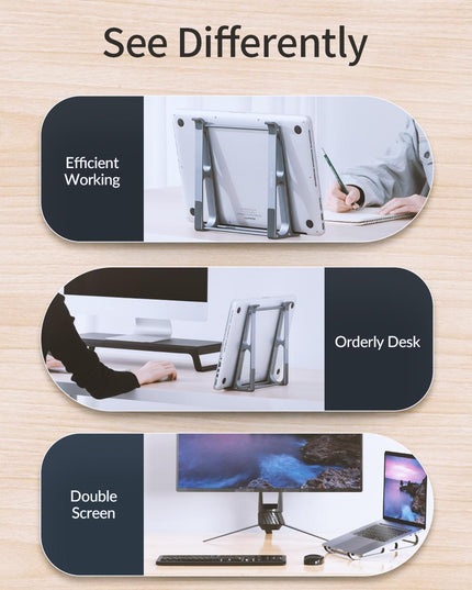 Vertical Laptop Storage Holder - Multi-Functional Grey-1915196904187236354