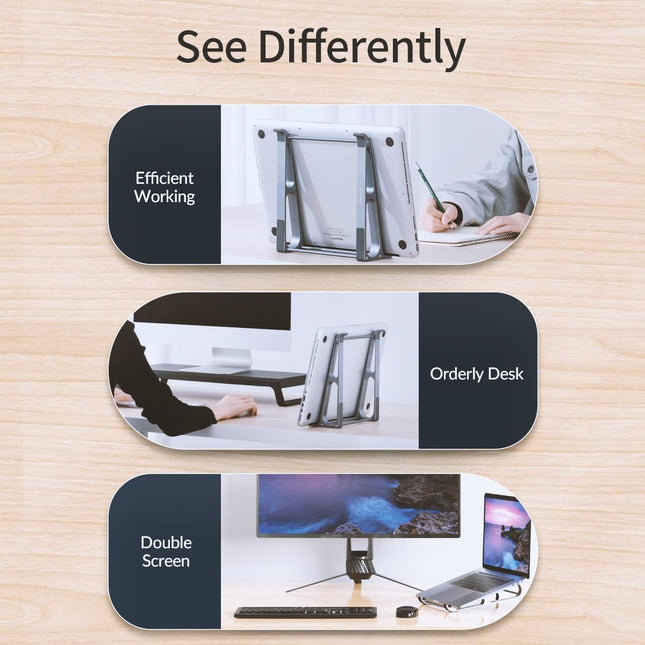 Vertical Laptop Storage Holder - Grey Multi-Functional-1915196922650562562