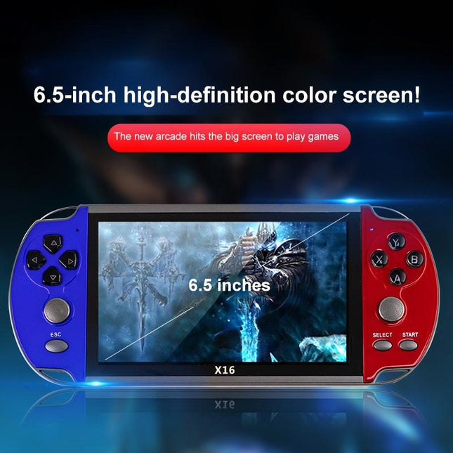 X16 Classic Handheld Game Console - 6.5 Screen 8Gb Memory - Blue & Red-1915197131518513153