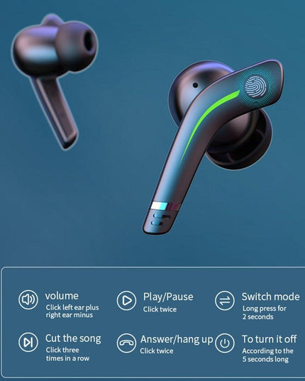 Black Wireless Gaming Bluetooth Earphones - Md168 Tws-1915196814827589638