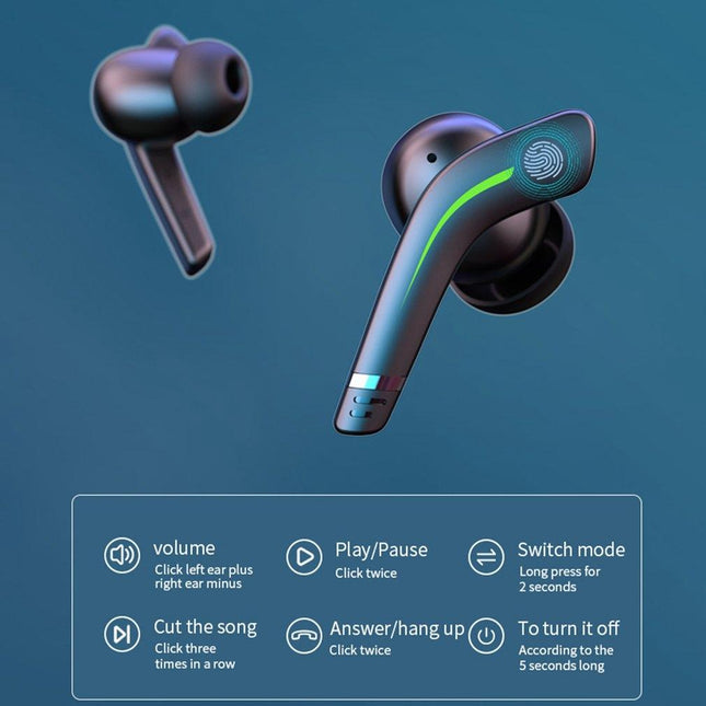 Black Wireless Gaming Bluetooth Earphones - Md168 Tws-1915196814827589638