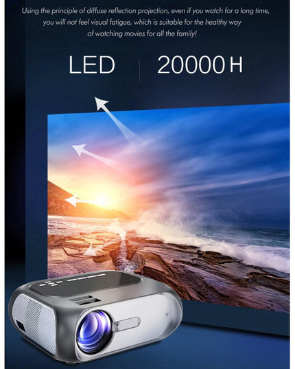 720P Home Theater Projector - 200 Ansi Lumens - Silver Grey-1915196653896339457