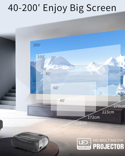 720P Home Theater Projector - 200 Ansi Lumens - Silver Grey-1915196653896339460