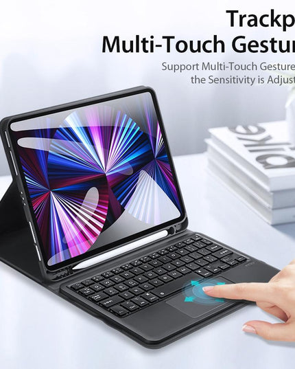 Leather Case With Bluetooth Keyboard & Touchpad For Ipad Air / Pro 11 - Black-1915196646199791621