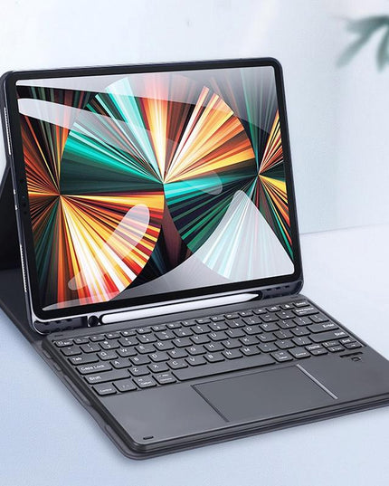 12.9 Ipad Pro Leather Case With Bluetooth Keyboard & Touchpad - Black-1915196648724762631