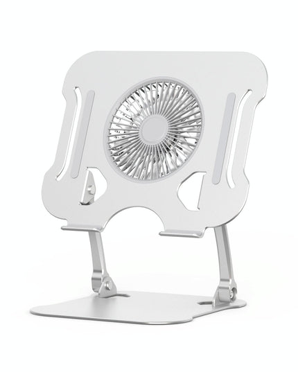 Silver Foldable Laptop Bracket With Fan - Space-Saving Design-1915197147242958848