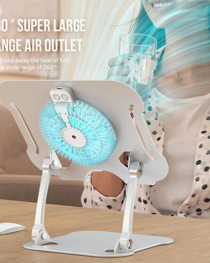 Silver Foldable Laptop Bracket With Fan - Space-Saving Design-1915197147242958849