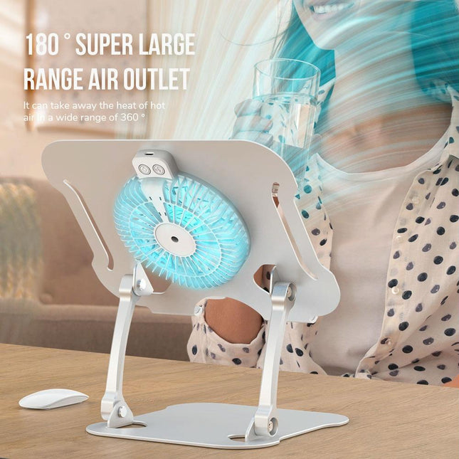 Silver Foldable Laptop Bracket With Fan - Space-Saving Design-1915197147242958849