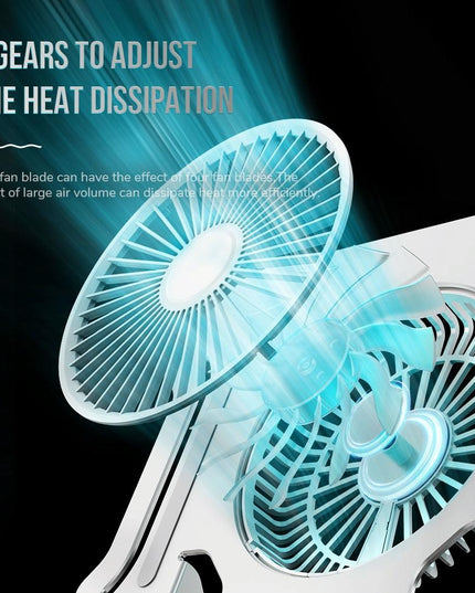 Silver Foldable Laptop Bracket With Fan - Space-Saving Design-1915197147242958850