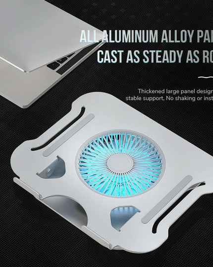 Silver Foldable Laptop Bracket With Fan - Space-Saving Design-1915197147242958852