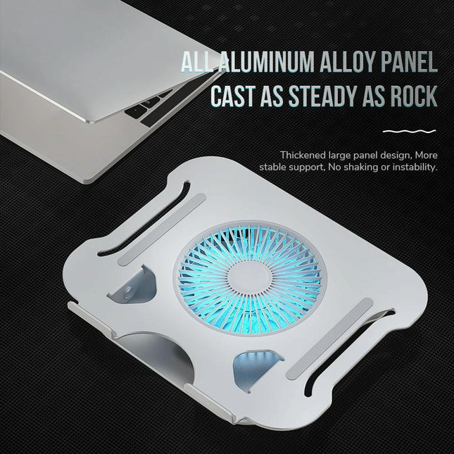 Silver Foldable Laptop Bracket With Fan - Space-Saving Design-1915197147242958852