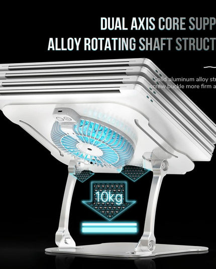 Silver Foldable Laptop Bracket With Fan - Space-Saving Design-1915197147242958853