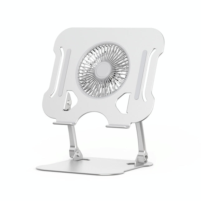 Silver Foldable Laptop Bracket With Fan - Space-Saving Design-1915197147242958855