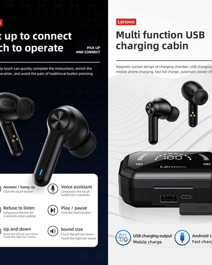 Pro Tws Wireless Bluetooth Earphones With Led Display - Black-1915196956444069895