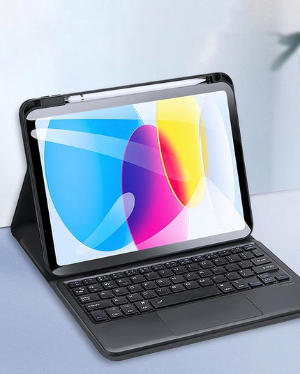 2022 Bluetooth Keyboard Leather Case For Ipad 10.9 With Touchpad & Smart Sleep - Black-1915196877129781248