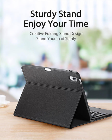 2022 Bluetooth Keyboard Leather Case For Ipad 10.9 With Touchpad & Smart Sleep - Black-1915196877129781251