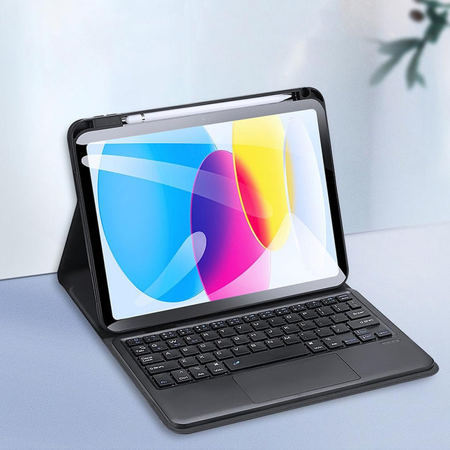 2022 Bluetooth Keyboard Leather Case For Ipad 10.9 With Touchpad & Smart Sleep - Black-1915196877129781255