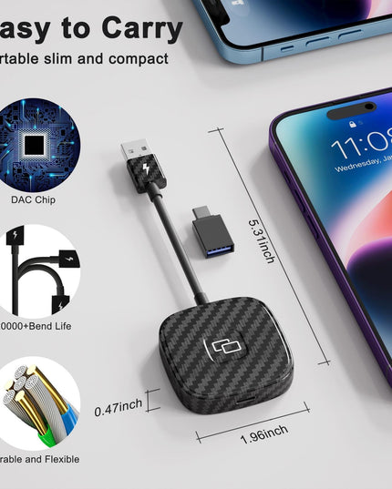Carplay Adapter For Iphone - Carbon Fiber Usb & Usb-C-1915196945736011780