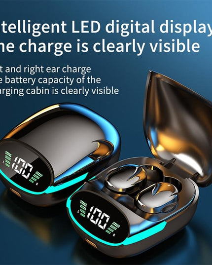 Intelligent Bluetooth Earphones With Digital Display - Black-1915197121338937348