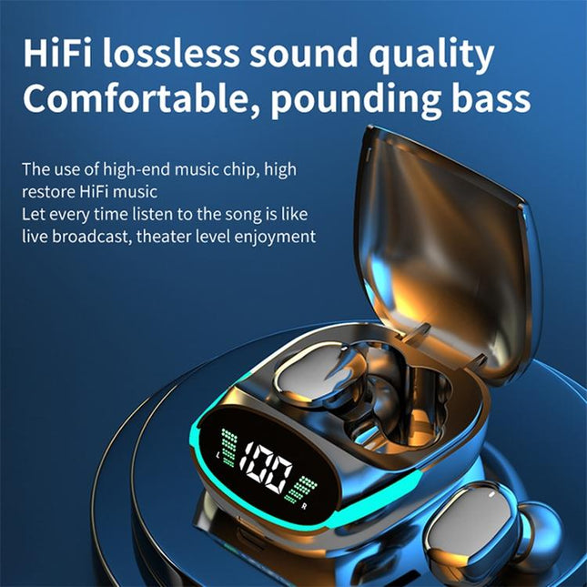Intelligent Bluetooth Earphones With Digital Display - Black-1915197121338937349