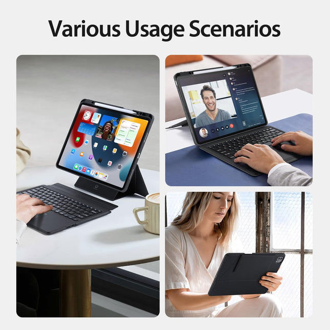 Wireless Bluetooth Keyboard Tablet Case For Ipad Pro 12.9 - Magnetic - Black-1922443430873665540