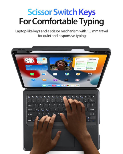 Wireless Bluetooth Keyboard Tablet Case For Ipad Pro 12.9 - Magnetic - Black-1922443430873665542
