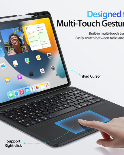 Wireless Bluetooth Keyboard Tablet Case For Ipad Pro 12.9 - Magnetic - Black-1922443430873665543