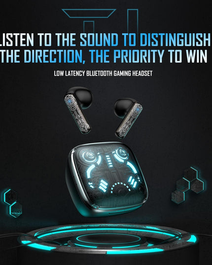 Black Tws Bluetooth Gaming Earphones With Noise Reduction-1915196854199521283