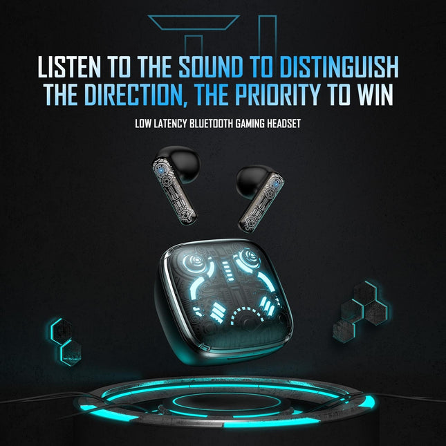 Black Tws Bluetooth Gaming Earphones With Noise Reduction-1915196854199521283