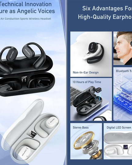 Black T69 Sport Tws Bluetooth Earbuds With Air Conduction-1915196846687522818