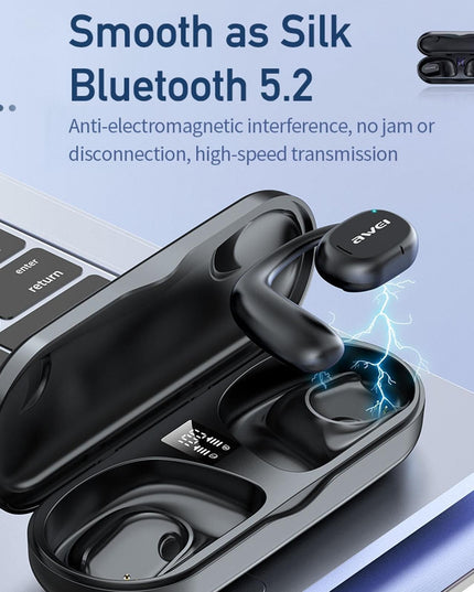 Black T69 Sport Tws Bluetooth Earbuds With Air Conduction-1915196846687522820