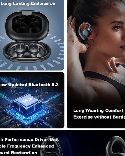 Black T80 Sport Tws Bluetooth Earbuds With Air Conduction-1915196902291410946