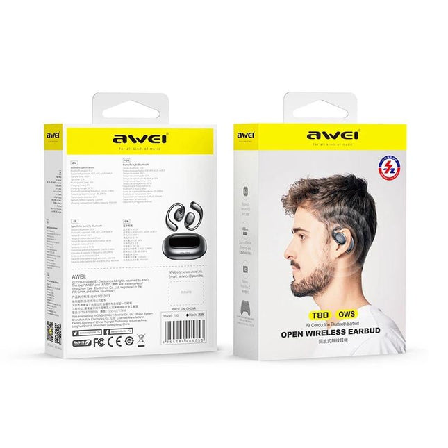 Black T80 Sport Tws Bluetooth Earbuds With Air Conduction-1915196902291410949