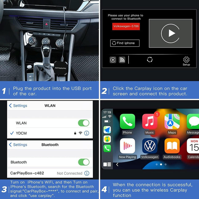 Wireless Carplay Adapter For Usb & Usb-C / Type-C - Black-1915196879419871236