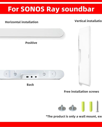 Wall Mount For Sonos Ray Soundbar - White Metal Bracket-1915196907983081476