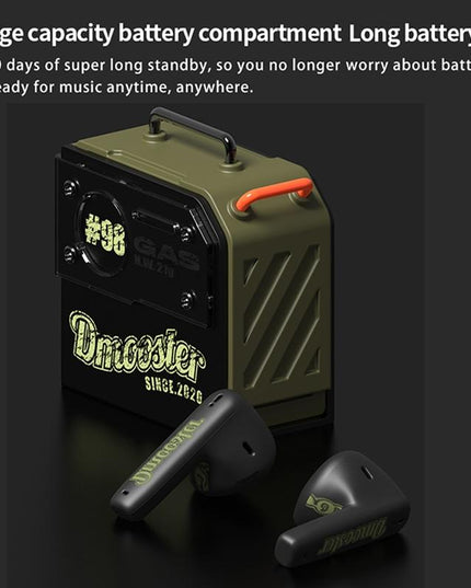 Oil Barrel Bluetooth Earphones - Black / Green Tws-1915197122844692486