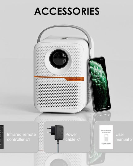 Portable Wifi Projector With Android 10 Os And Hd Display - White-1915196654219300867