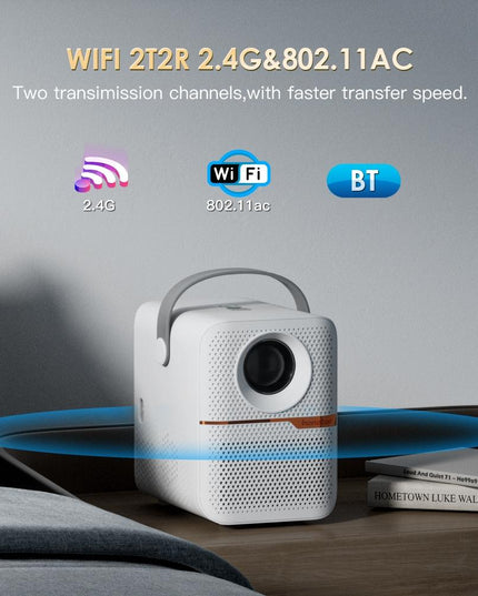 Portable Wifi Projector With Android 10 Os And Hd Display - White-1915196654219300869