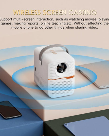 Portable Wifi Projector With Android 10 Os And Hd Display - White-1915196654219300870