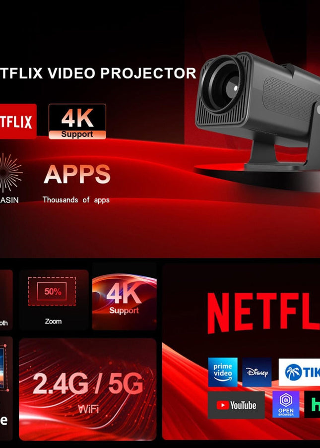 Portable 4K Android 12.0 Mini Wifi Projector For Home Use-1915196526196559873