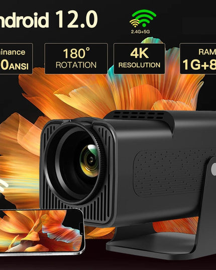 Portable 4K Android 12.0 Mini Wifi Projector For Home Use-1915196526196559877